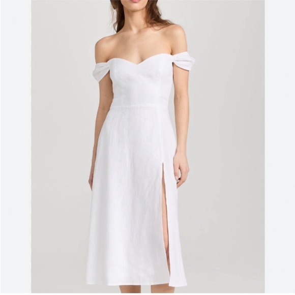 Reformation Bridgton Midi Linen Dress White, SIZE 10 1136 - Picture 6 of 7
